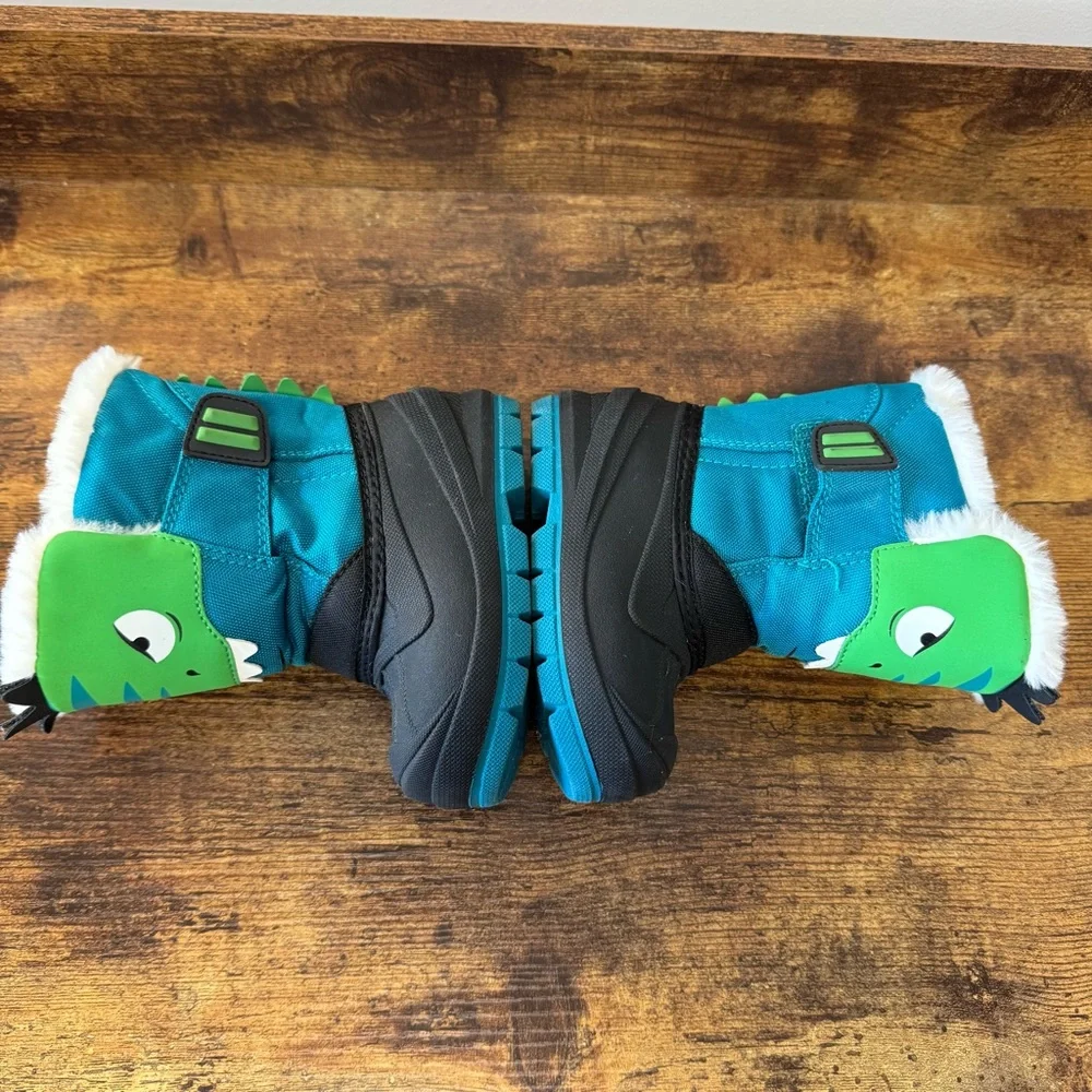 Cat & Jack Toddler Boys' Lennox Teal Winter Boots Frankie Dinosaur Size  5‎